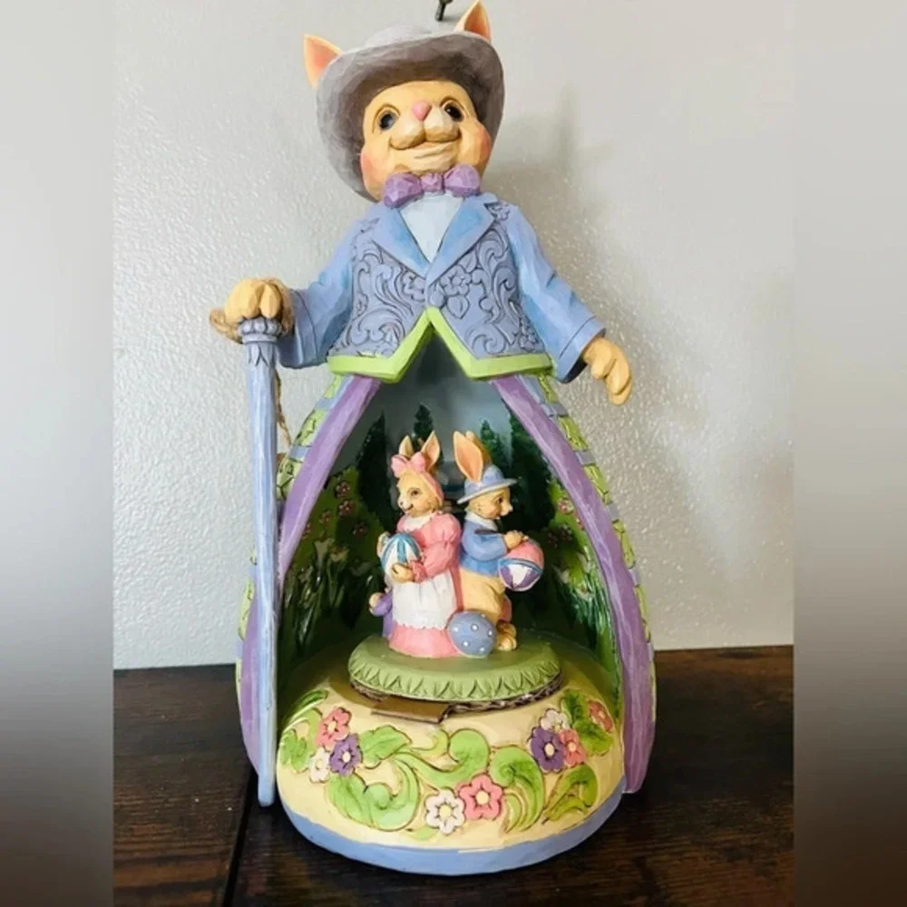 Jim Shore Heartland Creek Easter Egg Hunt Lighted Figurine Spinning Scene NWT